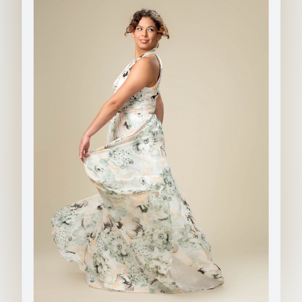 Calvin Klein Sage Green Floral Maxi Gown